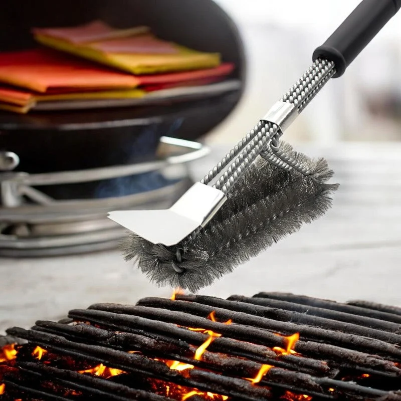 BBQ Borstel met Schraper - BBQ Accessoires - BBQ Schoonmaakborstel geschikt voor alle merken - 2 1 - Barbecue Staalborstel...