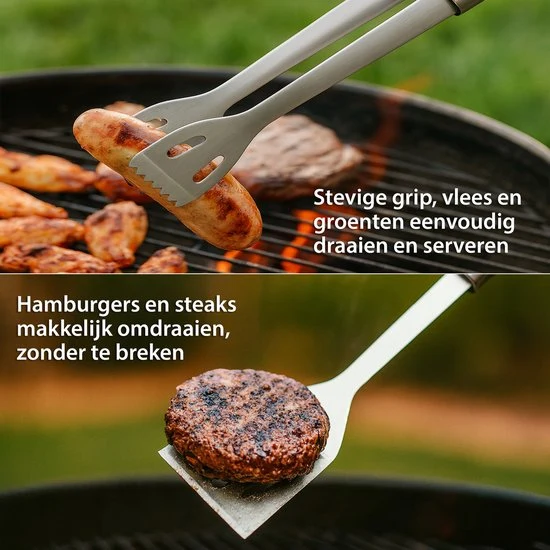 Chefino BBQ Accessoires Set – 21-delig BBQ Pakket – Compleet RVS Barbecue Accessoires met Draagtas – Roestvrijstaal Kamado...