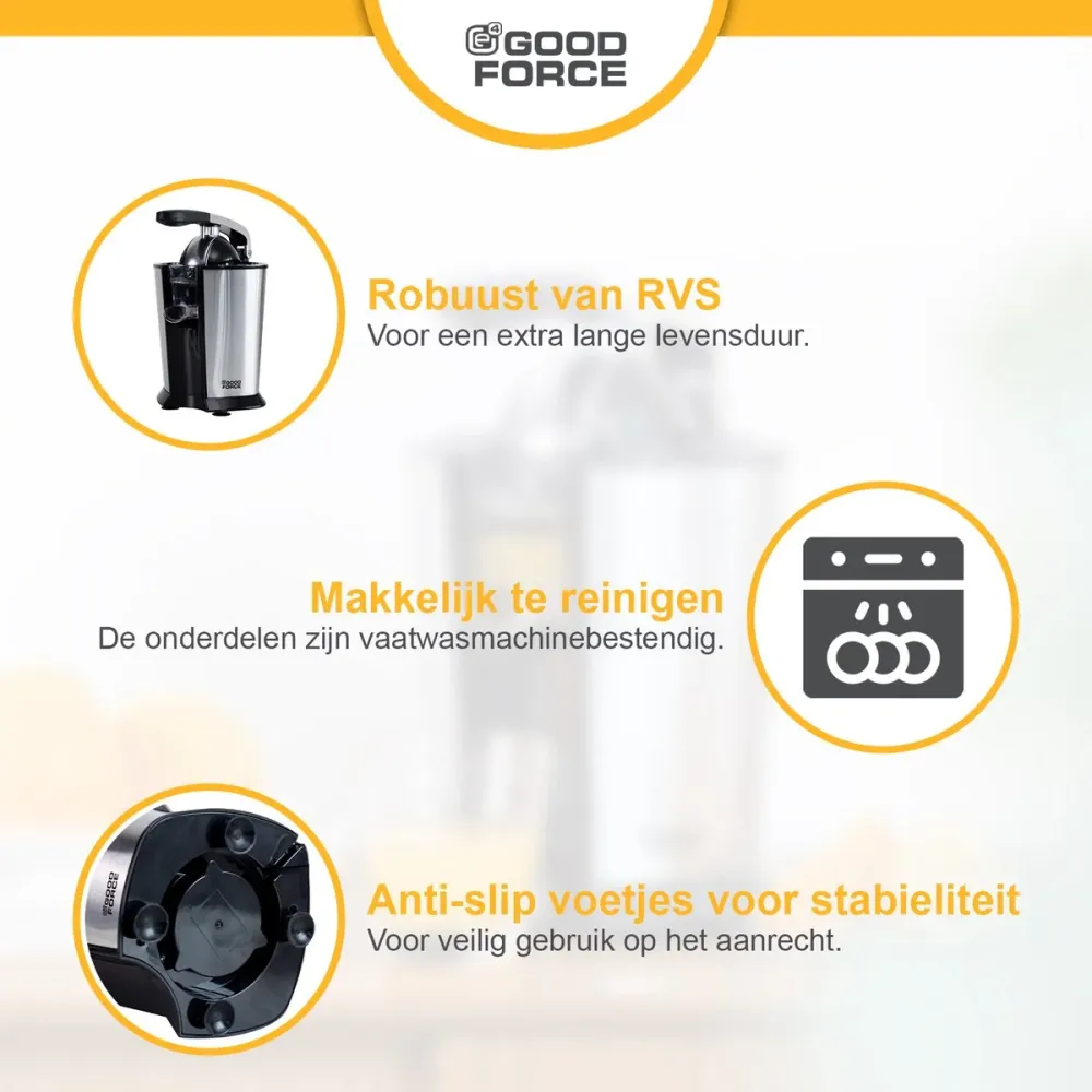 GoodForce Citruspers - Elektrische Sinaasappelpers - Fruitpers - Citroenpers - Rvs - Pershendel
