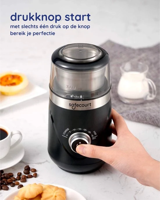 Safecourt Kitchen Elektrische Koffiemolen pro - Hoogwaardige Elektrische Koffiemolen - Zwart