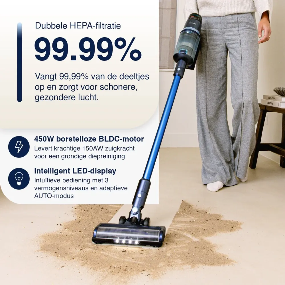 Steelstofzuiger CleanDetect 450W - Kruimeldief - Draadloos - 4 Opzetstukken - Stofzuiger - Zonder zak op accu - Samako