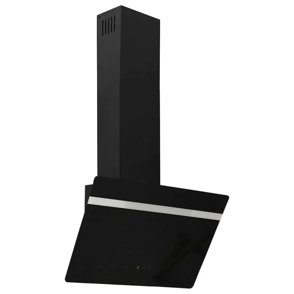Wandafzuigkap 60 cm staal en gehard glas zwart