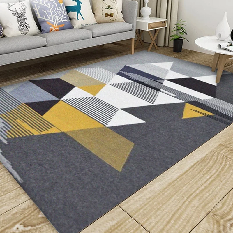 Actueel vloerkleed met geopatroon, veelkleurig katoenmix, antislip, huisdiervriendelijk binnentapijt voor salon voor onder...