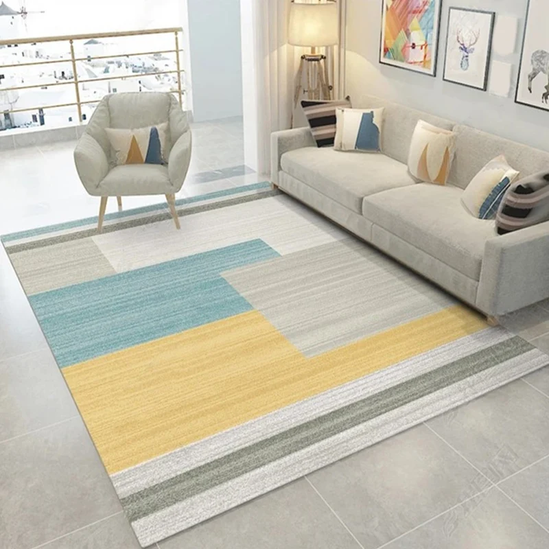 Actueel vloerkleed met geopatroon, veelkleurig katoenmix, antislip, huisdiervriendelijk binnentapijt voor salon voor onder...