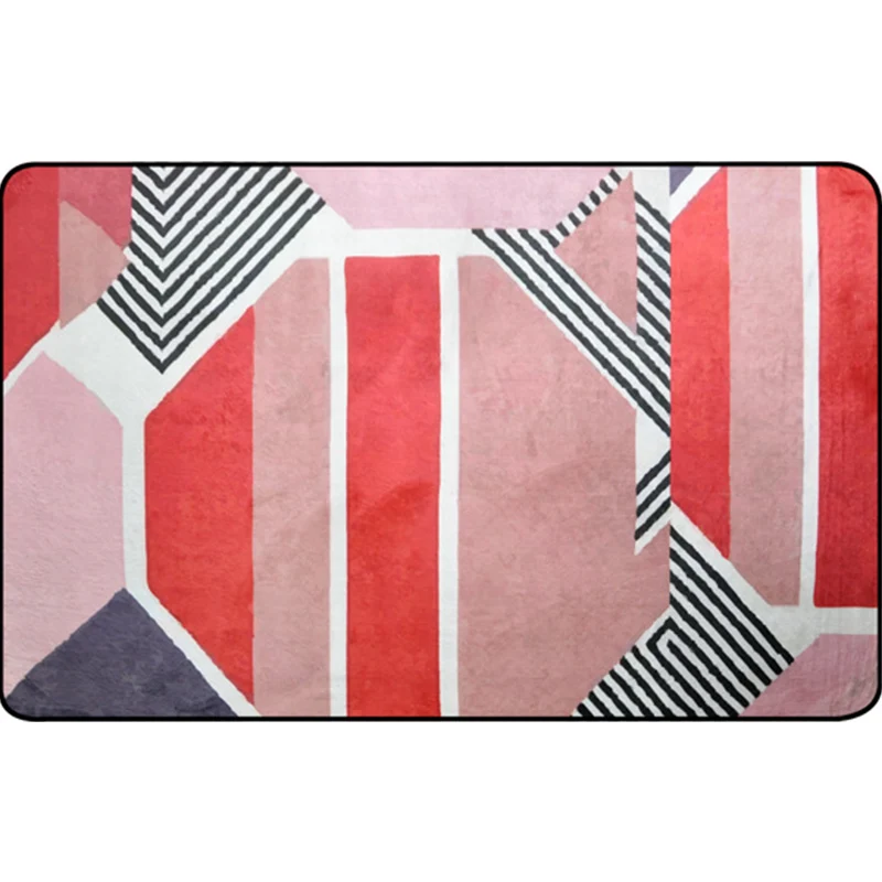 Antislip Antislipvoetmat van polypropyleen met rood kleurblokpatroon Modernistisch binnenvloerkleed voor galerij