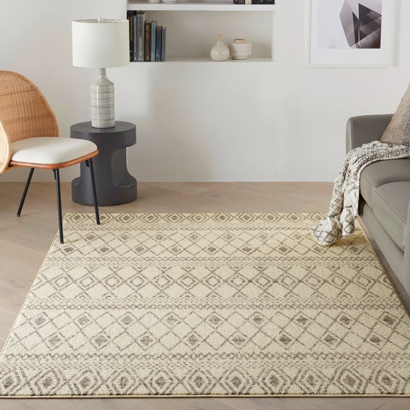 Bijzonder geometrisch bedrukt vloerkleed, meerkleurig katoenmix, wasbaar, antislip, onderhoudsvriendelijk vloerkleed voor...