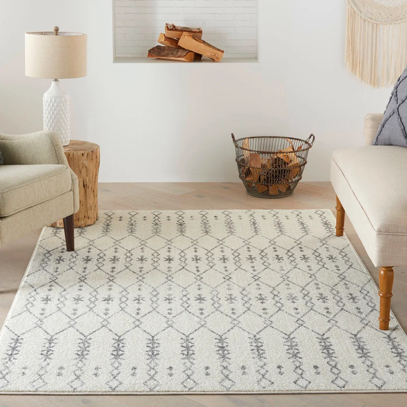 Bijzonder geometrisch bedrukt vloerkleed, meerkleurig katoenmix, wasbaar, antislip, onderhoudsvriendelijk vloerkleed voor...