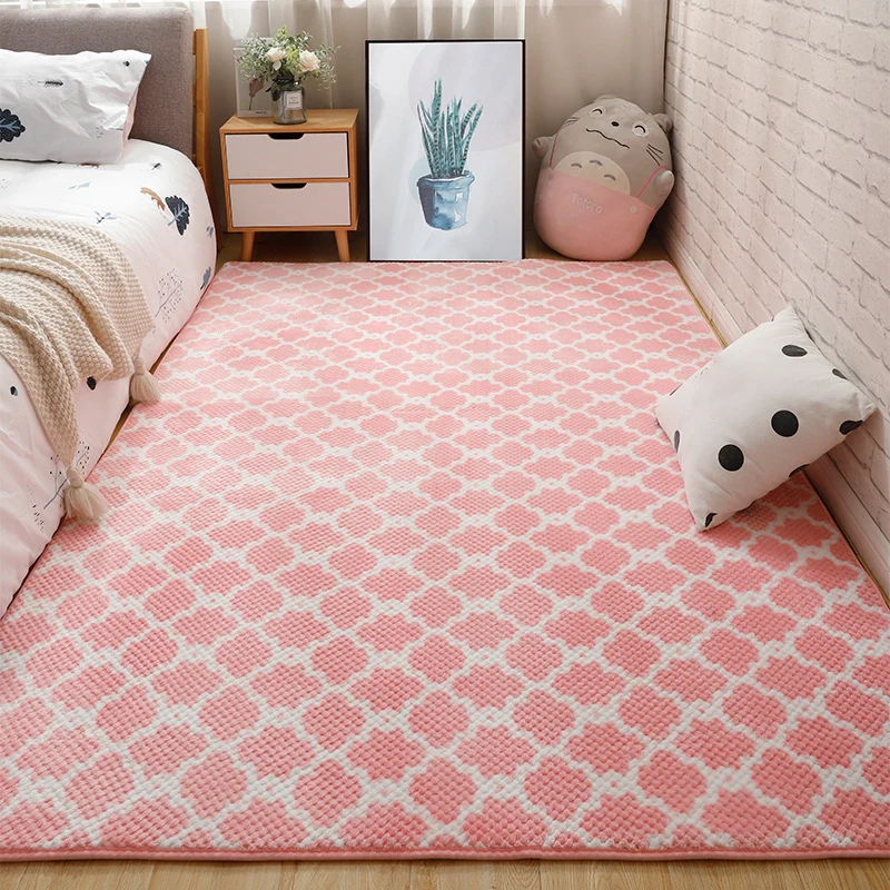 Contemporain vloerkleed voor het nachtkastje, meerkleurig vloerkleed met vierpasvormen, polyester antislip achterkant, was...