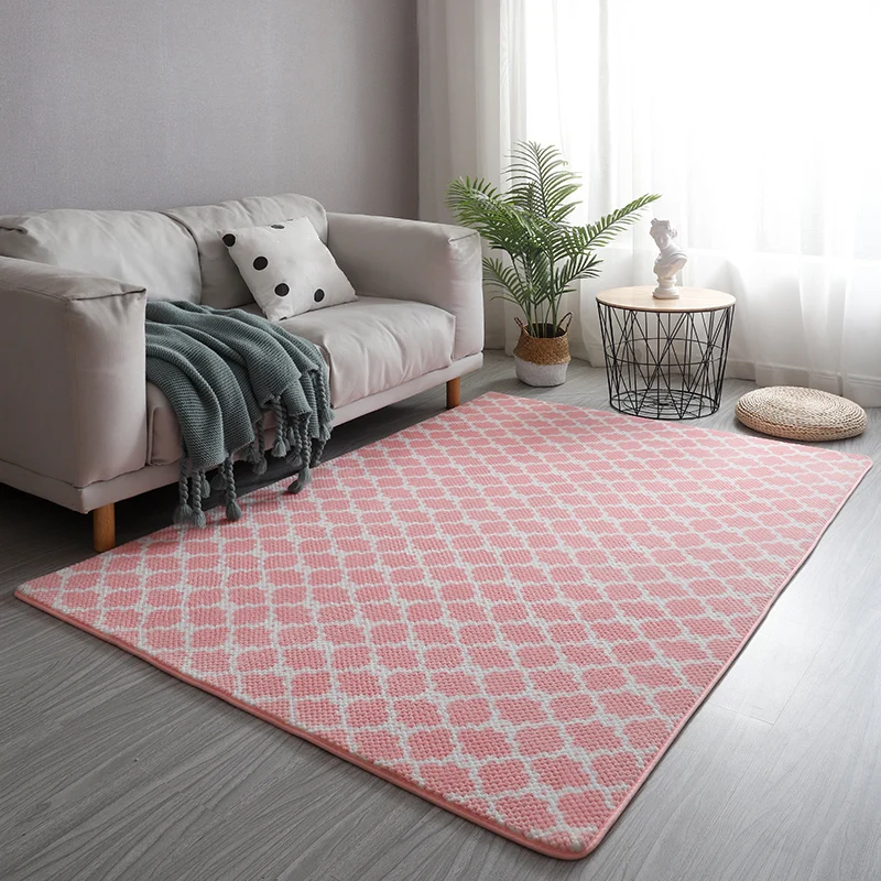 Contemporain vloerkleed voor het nachtkastje, meerkleurig vloerkleed met vierpasvormen, polyester antislip achterkant, was...
