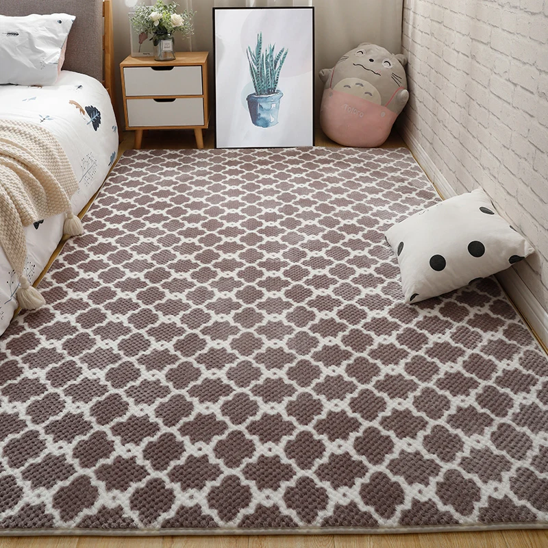 Contemporain vloerkleed voor het nachtkastje, meerkleurig vloerkleed met vierpasvormen, polyester antislip achterkant, was...