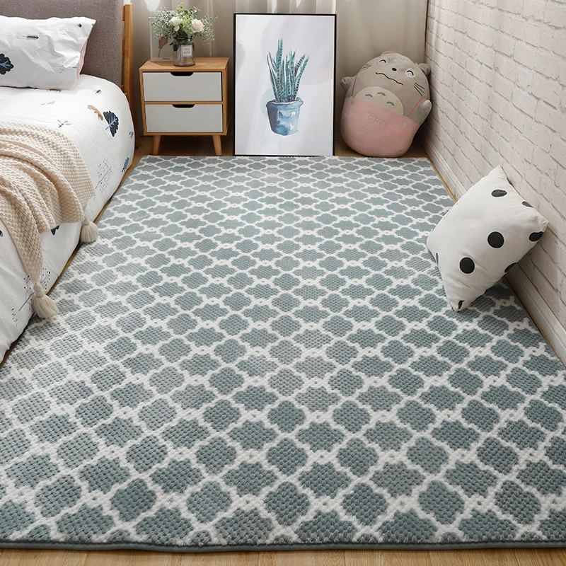 Modern vloerkleed voor het nachtkastje, meerkleurig vloerkleed met vierpasvormen, polyesterstof antislip achterkant, wasba...