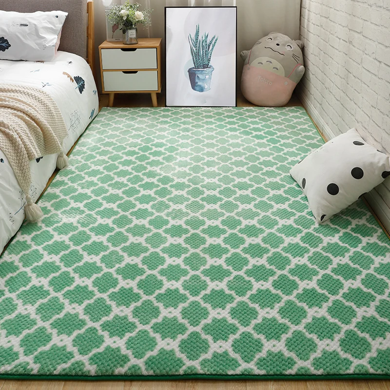 Modern vloerkleed voor het nachtkastje, meerkleurig vloerkleed met vierpasvormen, polyesterstof antislip achterkant, wasba...