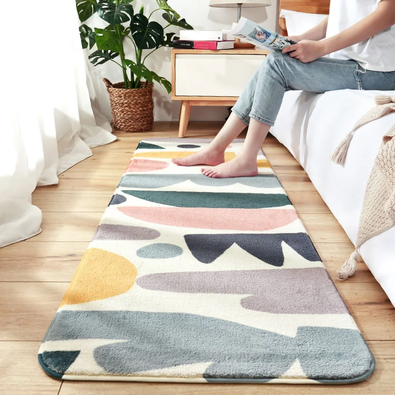 Premium Kwaliteit Trendy vloerkleed met plantpatroon, meerkleurig lamswollen binnentapijt, antislip achterkant, onderhouds...
