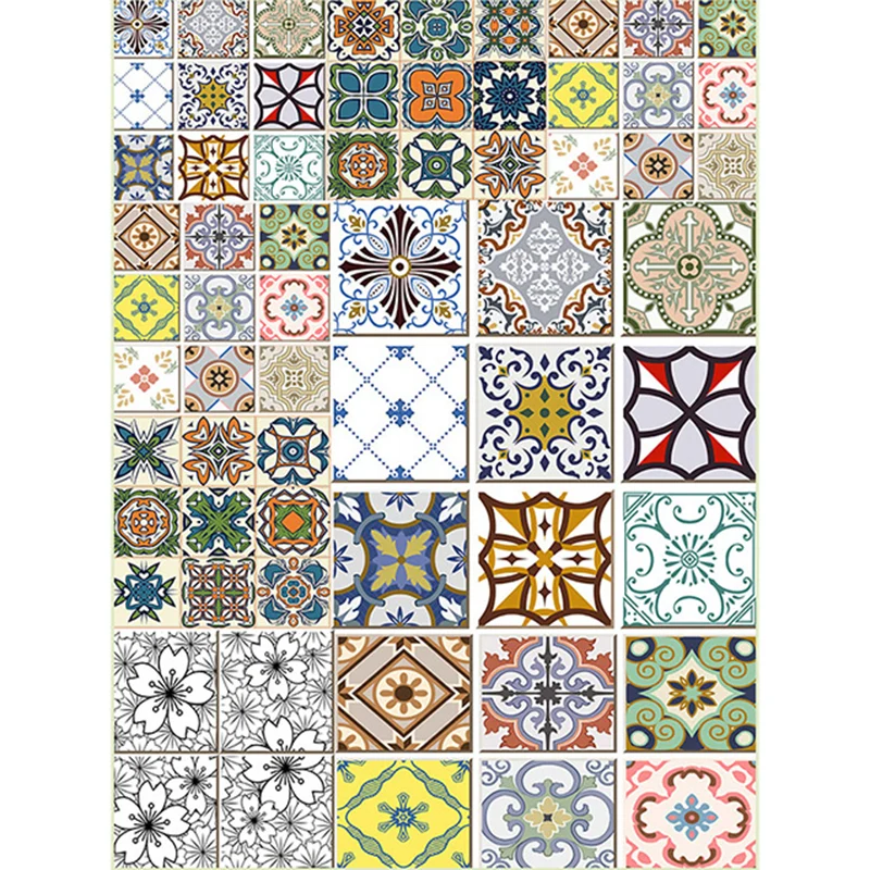 Tapijt met mediterrane geometrie en bloemenprint Veelkleurig Marokkaans vloerkleed Polyestertextiel antislip rug voor slaa...