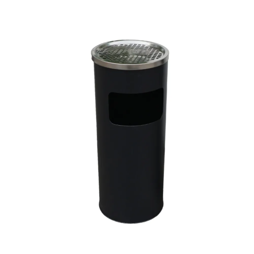Rookpaal - Zwart - 25x25x60 - Staande Asbak met RVS Afvalbak - Asbak Voor Buiten - Buitenasbak Groot - Asbakken - Vloerasbak