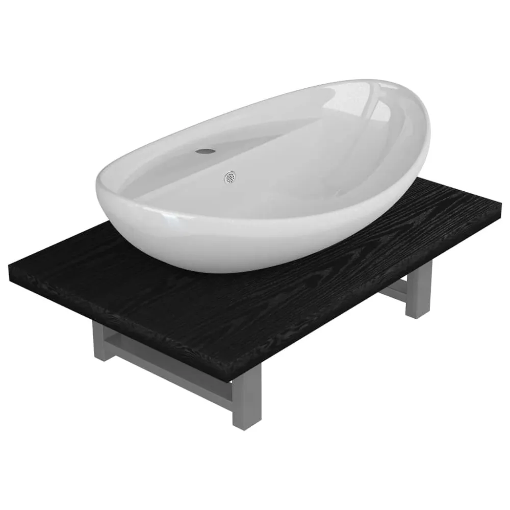 2-delige Badkamermeubelset keramiek zwart voor een opgeruimde look