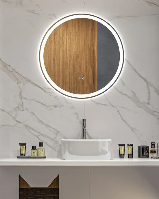 4goodz Ronde Badkamerspiegel 60 cm LED Verlichting - Zilver