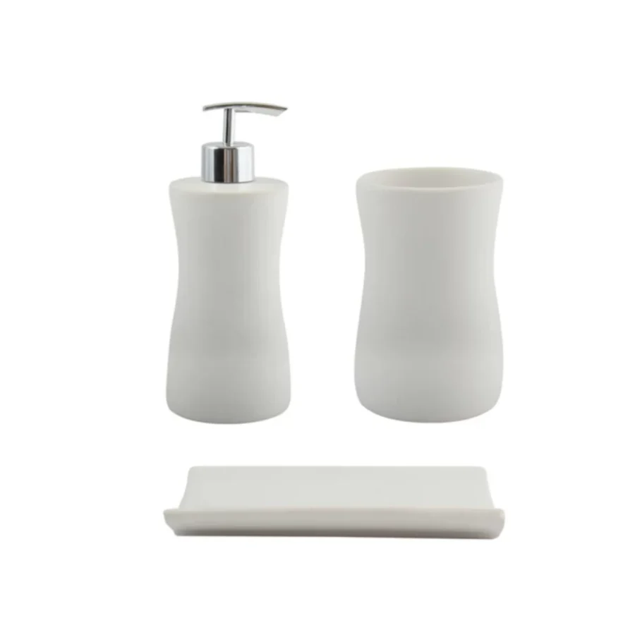 Aanraakloos Set 3 white aardewerk bathroom accessories ATHENA collection