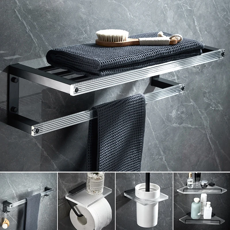 Acrylic & Aluminium Bath Hardware Set Golden Bathroom Accessory Kit