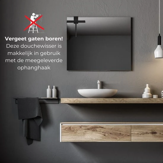 AKSA Home® Douchewisser met Ophanghaak - Trekker Douche - Raamwisser - Zwart