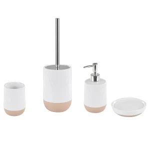Automatische zeepdispenser Badkamerset set van 4 keramiek wit LEBU