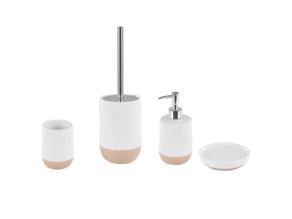 Automatische zeepdispenser Badkamerset set van 4 keramiek wit LEBU