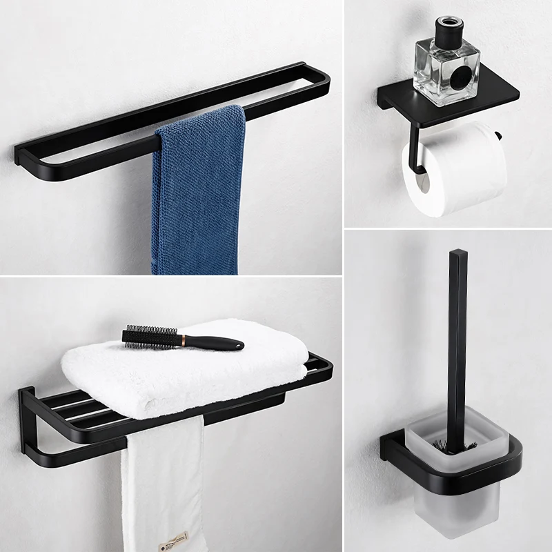 Automatische zeepdispenser Contemporary Style Ravenzwart Bathroom Accessory Set Metal Towel Bar