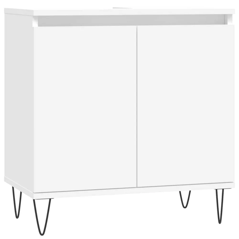 Badkamerkast 58x33x60 cm bewerkt hout wit voor kleine badkamers