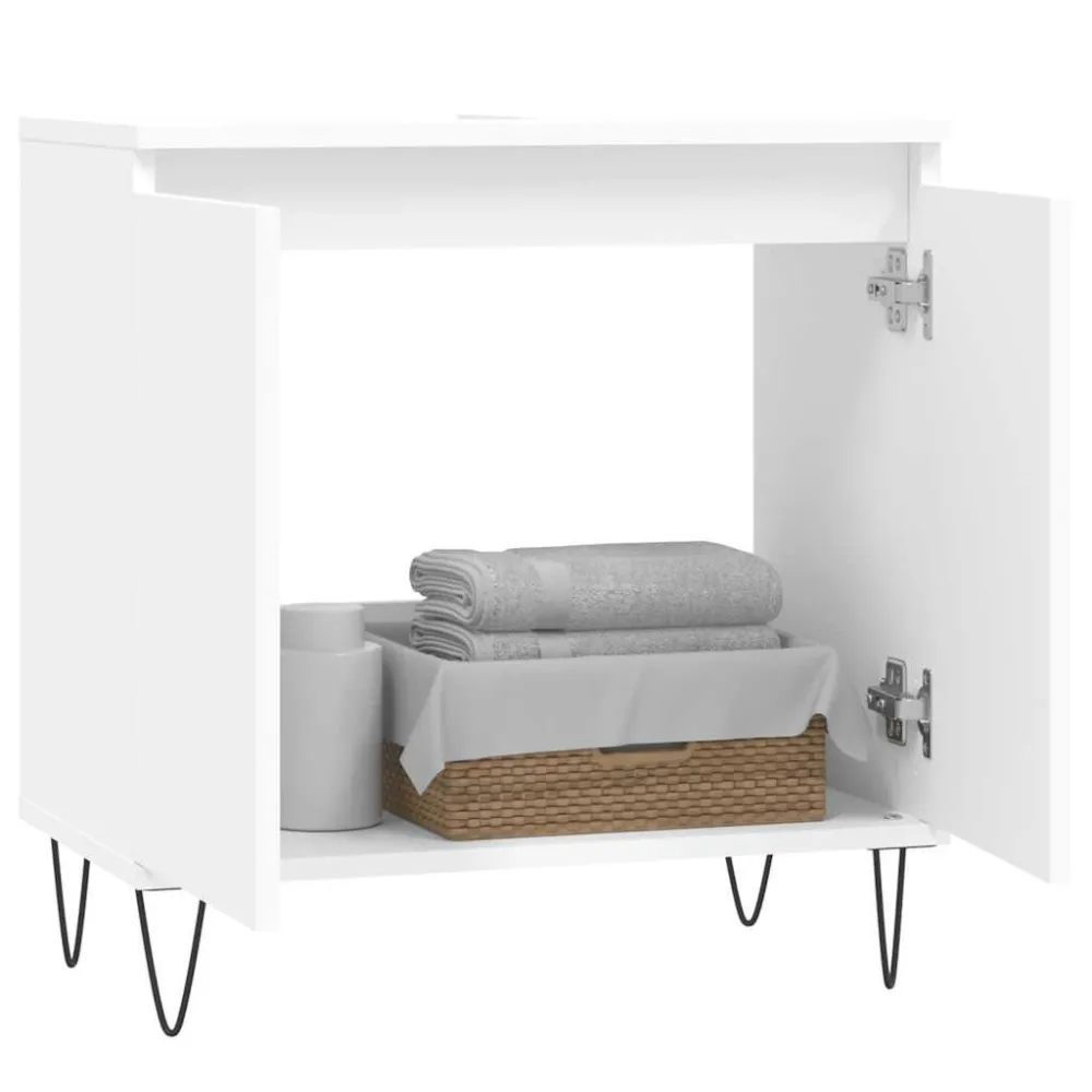 Badkamerkast 58x33x60 cm bewerkt hout wit voor kleine badkamers