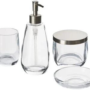 Badkamerset set van 4 glas transparant SONORA voor kleine badkamers
