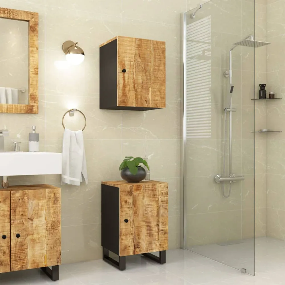 Bamboe toiletborstelhouder Badkamerkast 38x33x58 cm massief mangohout