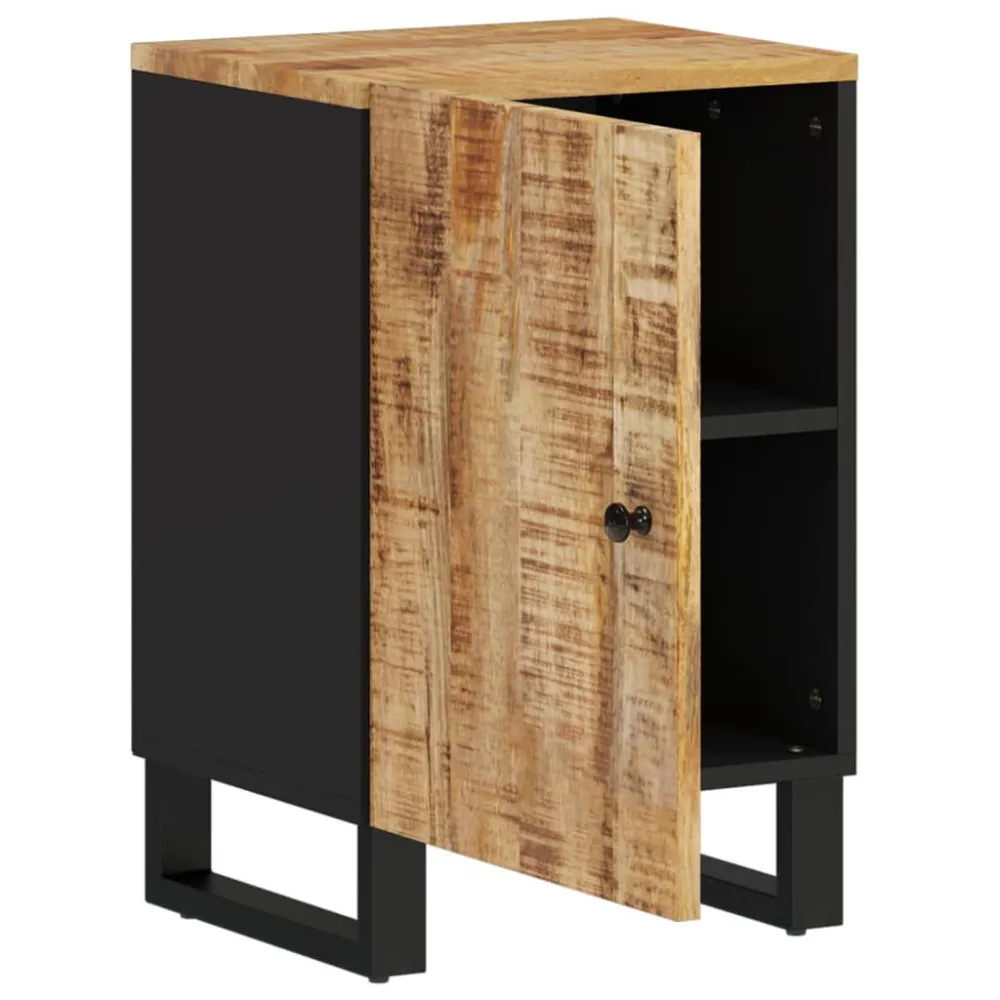 Bamboe toiletborstelhouder Badkamerkast 38x33x58 cm massief mangohout