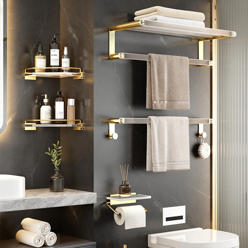 Bathroom Accessory Set Gold Van metaal and Acrylic Bath Hardware Set mat zwart