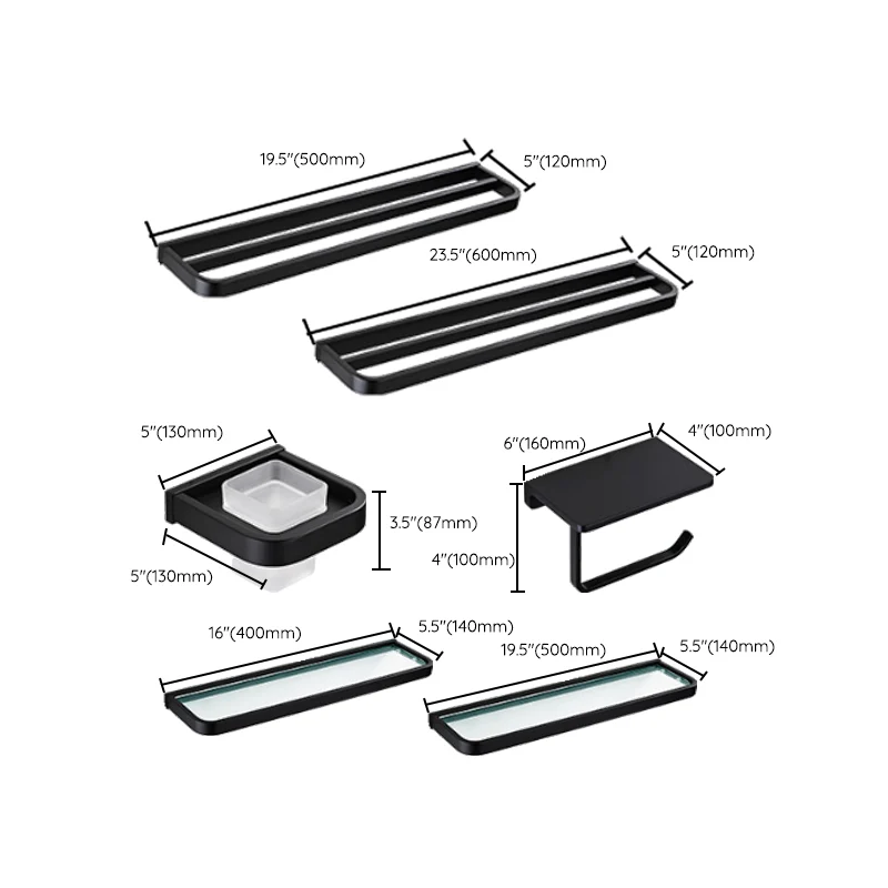 Contemporary Style Koolzwart Bathroom Accessory Set Metal Towel Bar