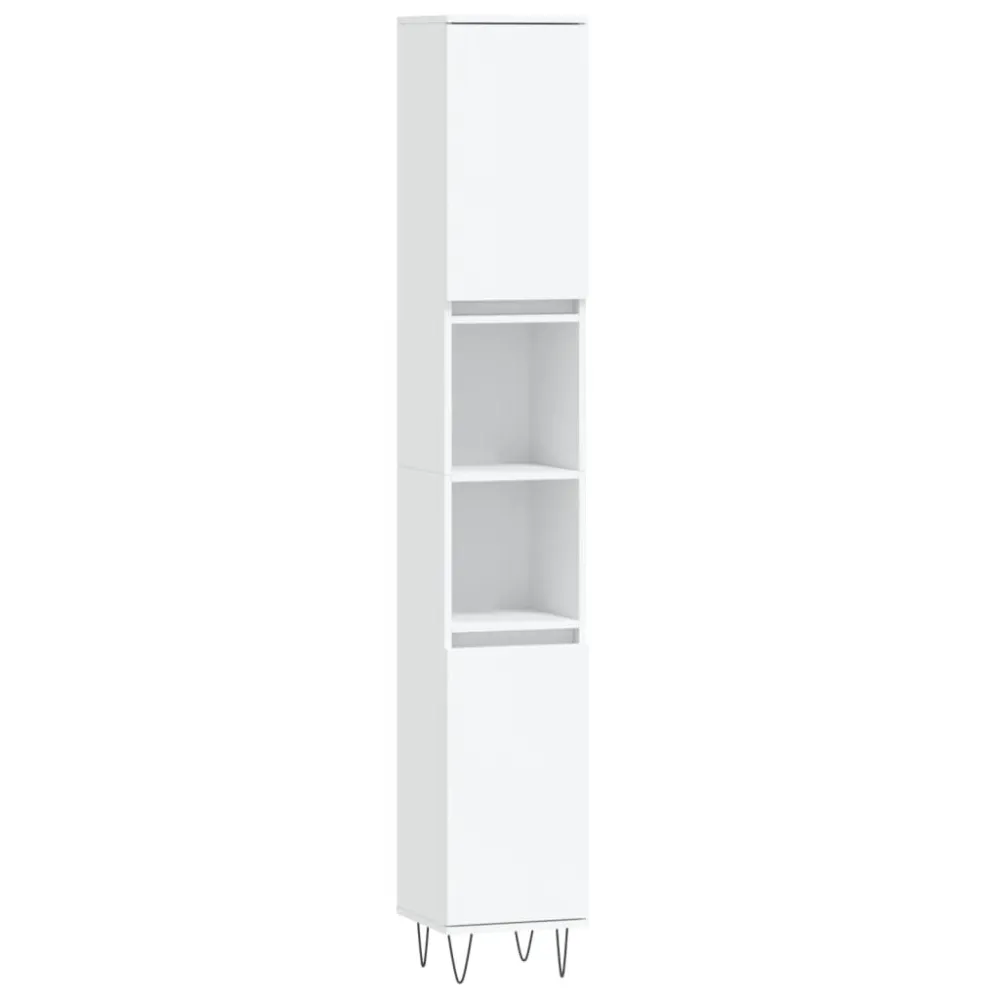 Douche caddy Badkamerkast 30x30x190 cm bewerkt hout wit