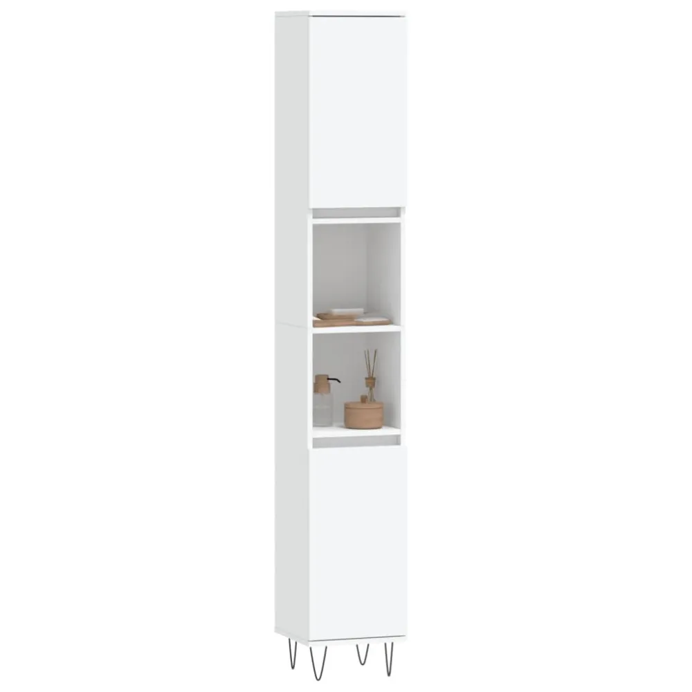 Douche caddy Badkamerkast 30x30x190 cm bewerkt hout wit