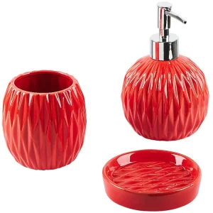 Douche caddy Badkamerset set van 3 keramiek rood BELEM