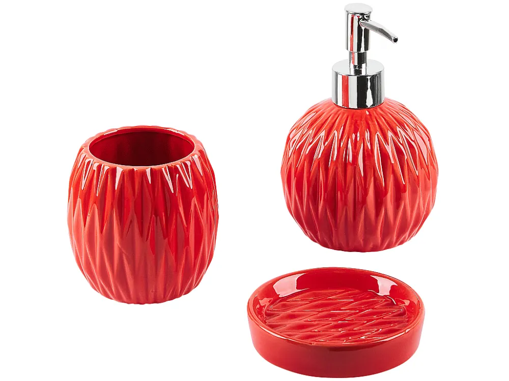 Douche caddy Badkamerset set van 3 keramiek rood BELEM