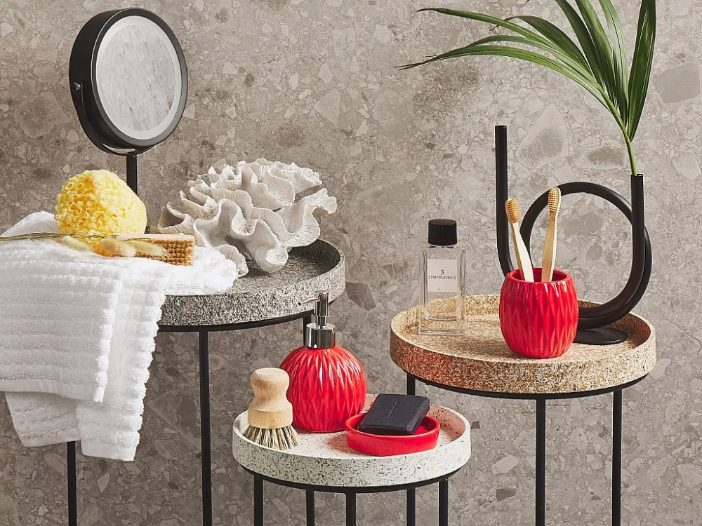 Douche caddy Badkamerset set van 3 keramiek rood BELEM