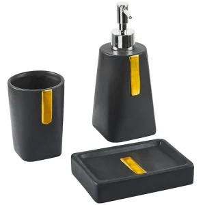 Douche caddy Badkamerset set van 3 keramiek zwart SONANA