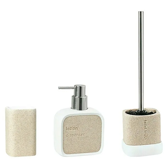 Keramische zeepdispenser Venus Nara Set badaccessoires - 3 -delig, Wit/Zand
