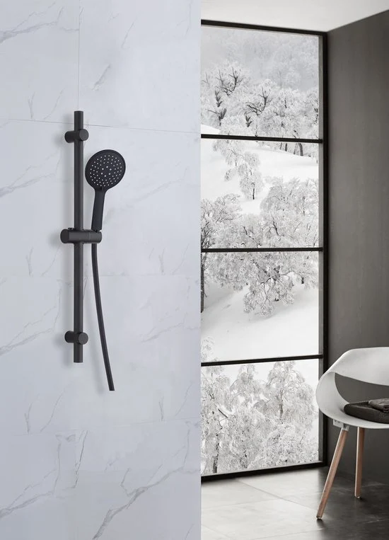 Luzzo® Flat Design douche glijstangset - 3 standen douche -Zwart