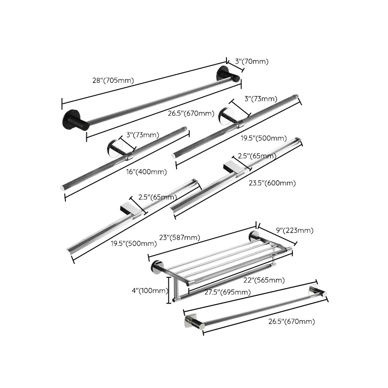 Modern Bathroom Accessory As Individual Or As Set Plastic and Metalen Clear