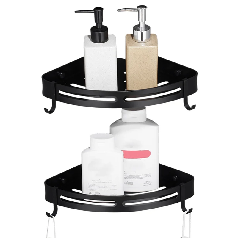 Modern Lichtmetaal Bathroom Accessory Set Black/ Sliver Bath Shelf