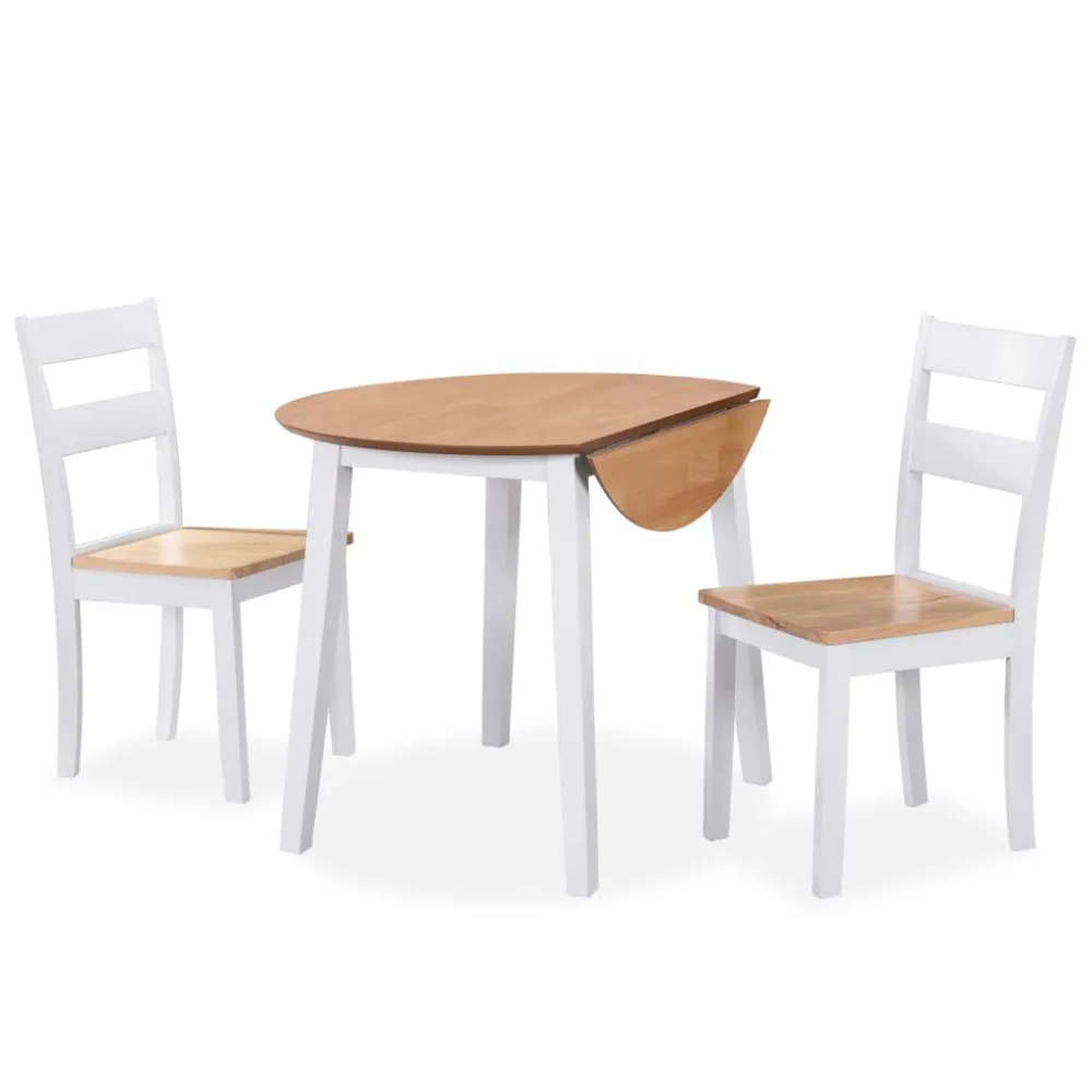 Opbergmand met deksel Eetkamerset MDF en rubberwood wit 3-delig