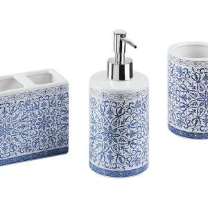 Premium Badkamerset set van 3 keramiek blauw/wit CARORA