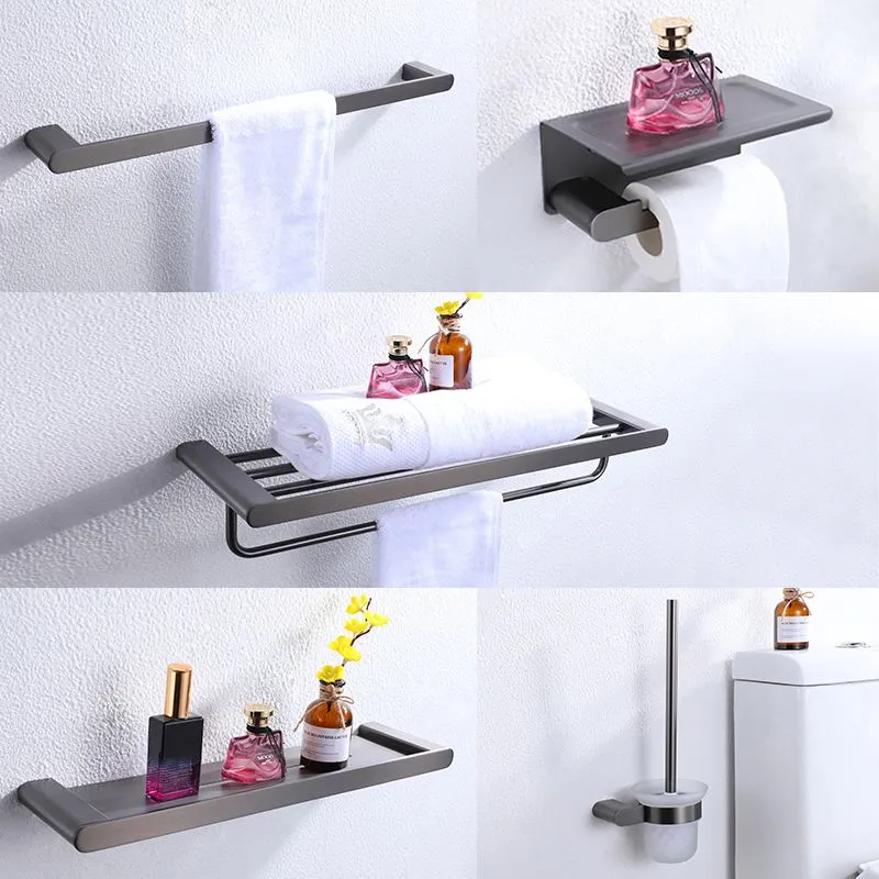 Premium Dark Gray Actueel Bathroom Accessory Set Steel Bathroom Accessory Kit