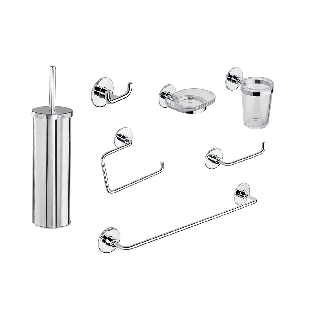 Set chroom bathroom accessories Metaform Wind bio-adhesive fixing mat zwart