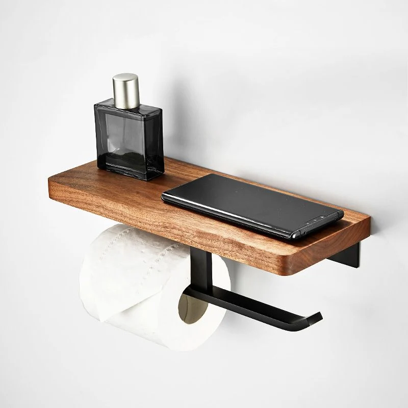 Wooden & Aluminum Bath Hardware Set Zwart Bathroom Accessory Kit