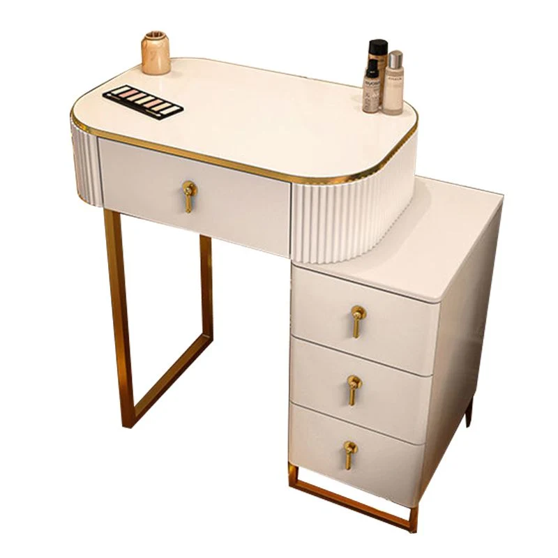 Glam Natuurhout Bedroom Lighted Mirror Drawer Makeup Vanity Desk White
